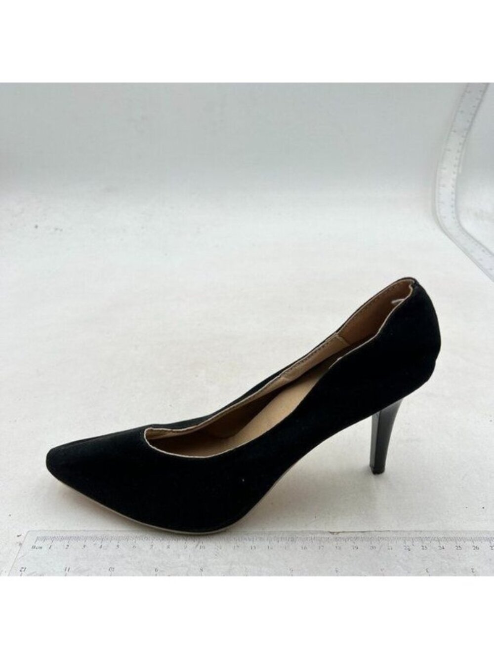 Women's Chic Pointed Closed Toe Mid Heel Pumps Slip on Stilettos Slide Shoes